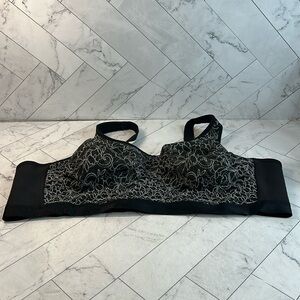 NWT Cacique Lane Bryant Womens Bra Black Floral Lace Detailing NO WIRE 50D